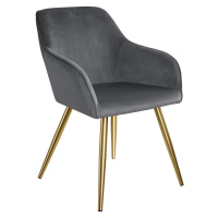 tectake 403651 židle marilyn sametový vzhled zlatá - tmavě šedá/zlatá - tmavě šedá/zlatá