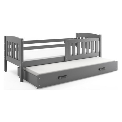 Dětská postel KUBUS s výsuvnou postelí 80x190 cm - grafit BMS