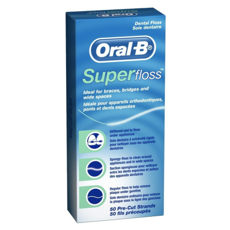 Oral-B Denterosolventní měkká nit SuperFloss - nastříhané pásky 50 ks
