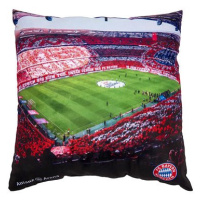 FotbalFans Polštářek FC Bayern Mnichov, design Allianz Aréna, znak klubu, 40 × 40 cm