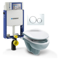 Závěsný WC set Geberit Kombifix (modul, tlačítko Sigma 20 bílá/chrom, Nova Pro klozet + sedátko)