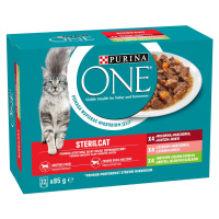 Purina ONE Sterilcat vlhké krmivo pro kočky s hovězím, lososem, krůtím a zeleninou 12 x 85 g