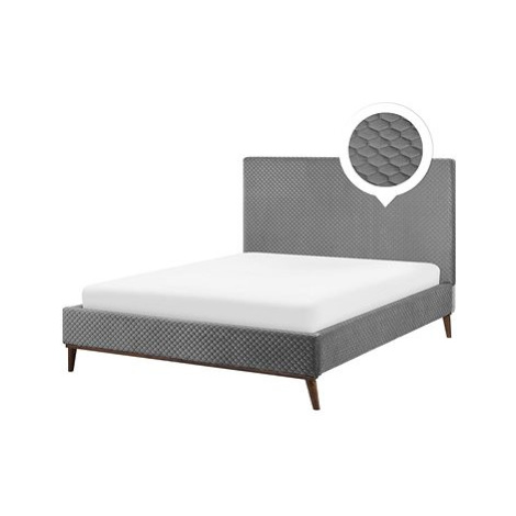 BELIANI postel BAYONNE 140 × 200 cm, sametová, šedá