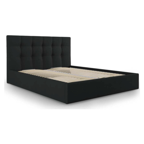 Černá čalouněná dvoulůžková postel s úložným prostorem s roštem 180x200 cm Nerin – Mazzini Beds Mazzini Sofas
