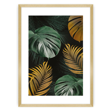 Dekoria Plakát Golden Leaves I, 30 x 40 cm, Zvolit rámek: Zlatý