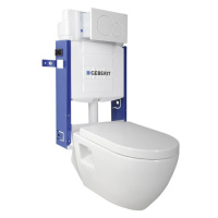 SAPHO Závěsné WC Nera s podomítkovou nádržkou a tlačítkem Geberit, bílá WC-SADA-17
