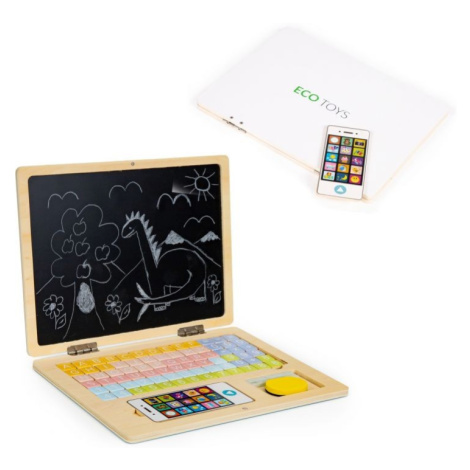 ECOTOYS Dětský edukační laptop Topka hnědý