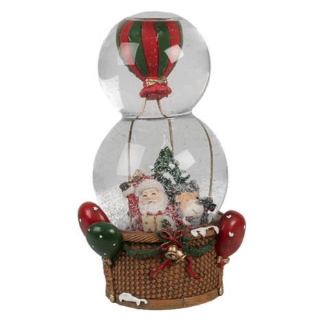 Vánoční sněhová koule / sněžítko ve tvaru balonu se Santa Clausem – 12x10x21 cm Clayre & Eef