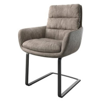 DELIFE Jídelní židle Abelia-Flex s područkou taupe vintage konzolová podnož plochá černá