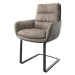 DELIFE Jídelní židle Abelia-Flex s područkou taupe vintage konzolová podnož plochá černá
