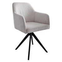 DELIFE Otočná židle Greg-Flex křížová podnož zaoblená otočná manšestr stříbrnošedá 180°