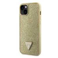 Guess Rhinestones Triangle Metal Logo Kryt pro iPhone 14 Gold