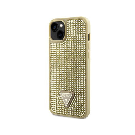 Guess Rhinestones Triangle Metal Logo Kryt pro iPhone 14 Gold