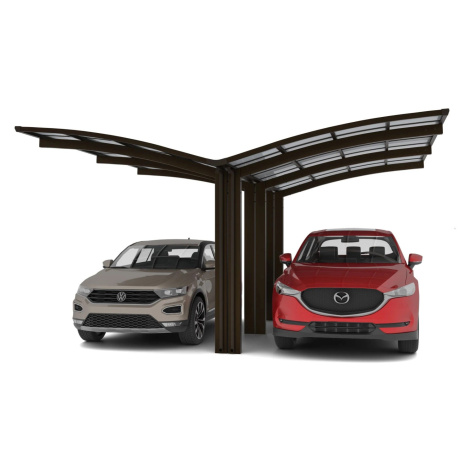 Ximax Alu přístřešek na 2 auta Portoforte Typ 110-Y matná hnědá 543 x 495 cm