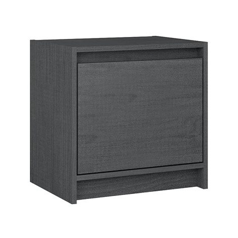 SHUMEE Noční stolek šedý 40 × 30,5 × 40 cm masivní borové dřevo, 808117