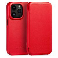 Kožený kryt na iPhone 14 Pro Max MagSafe kryt book Movear červený