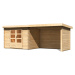 Dřevěný domek KARIBU BASTRUP 3 + přístavek 300 cm včetně zadní a boční stěny (91533) natur LG301