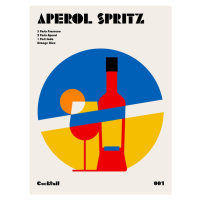 Ilustrace Aperol Spritz Cocktail Bauhaus Art Print, Retrodrome, 30 × 40 cm