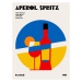 Ilustrace Aperol Spritz Cocktail Bauhaus Art Print, Retrodrome, 30 × 40 cm