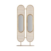 Estila Luxusní glamour designový paravan Koloa z kovové konstrukce zlaté barvy se dvěma zabudova