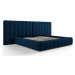 Tmavě modrá čalouněná dvoulůžková postel s úložným prostorem a roštem 180x200 cm Gina – Milo Cas