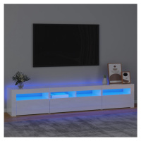 vidaXL TV skříňka s LED osvětlením bílá vysoký lesk 210x35x40 cm