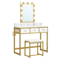 SONGMICS Toaletní stolek Marilyn zlatý/bílý
