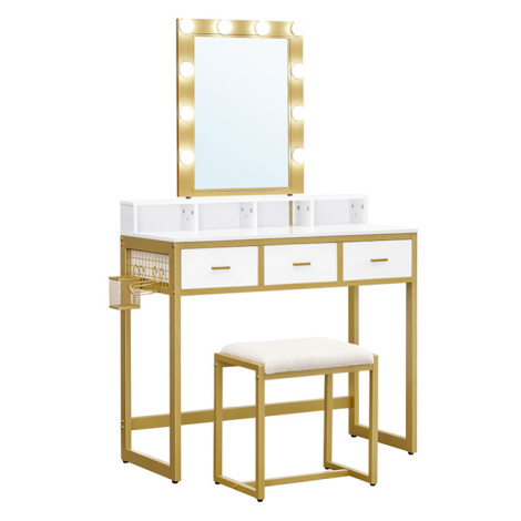 SONGMICS Toaletní stolek Marilyn zlatý/bílý