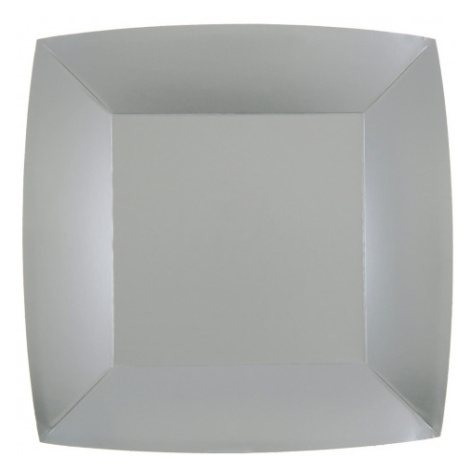 Santex Papierové taniere štvorcové - jednofarebné 18 x 18 cm Barva: Stříbrná