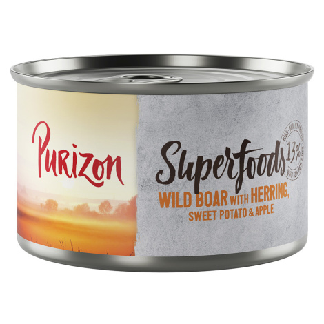 Purizon Superfoods 24 x 140 g - divočák se sleděm, batáty a jablkem