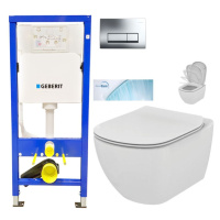 GEBERIT DuofixBasic s chromovým tlačítkem DELTA51 + WC Ideal Standard Tesi se sedátkem SoftClose