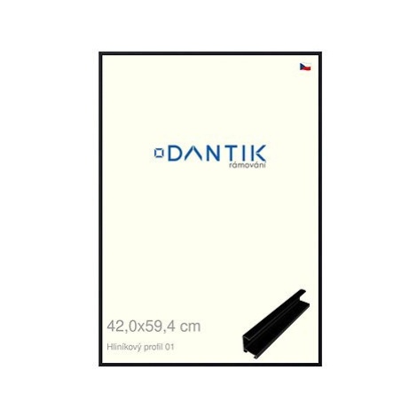 DANTIK rámeček 42 × 59,4, ALU profil 7001 Černý matný plexi čiré