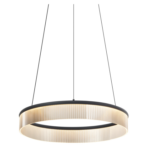 Moderní závěsné svítidlo černé 59cm vč. LED 3-krokové stmívatelné - Anello Chandelier QAZQA