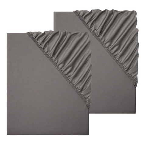 Sada saténových napínacích prostěradel, 90-100 x 200 cm, 2dílná, tmavě šedá Livarno