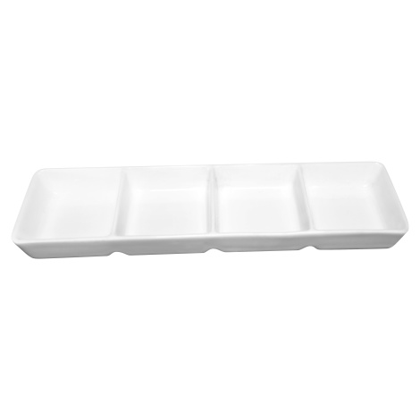 by inspire Porcelánová servírovací miska se 4 přihrádkami, bílá, 22,5 × 6 cm