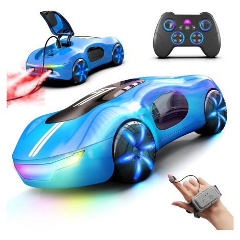 AEROQUEST RC kaskadérské auto s ovládáním gesty, světelnými efekty a kouřem modré