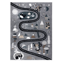 Dywany Łuszczów Dětský kusový koberec Fun Route Street animals grey - 80x150 cm