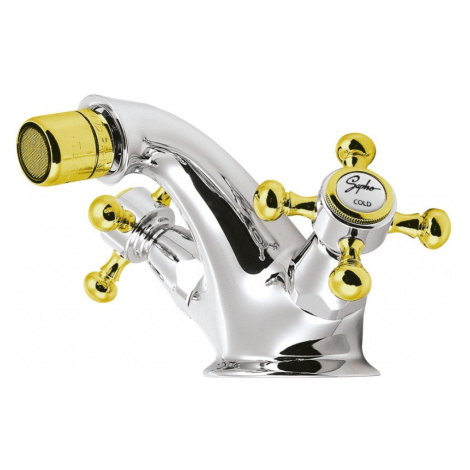 SAPHO ANTEA stojánková bidetová baterie s výpustí, chrom/zlato 3182