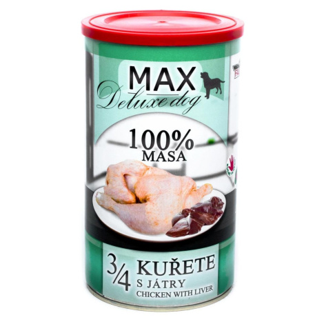 Max Deluxe Dog konzerva 3/4 kuřete s játry 1200g