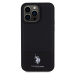 U.S. Polo PU Leather Mesh Pattern Double Horse kryt pro iPhone 15 Pro Max černý