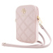 Guess PU Quilted 4G Metal Logo Wallet Phone Bag Zipper růžový