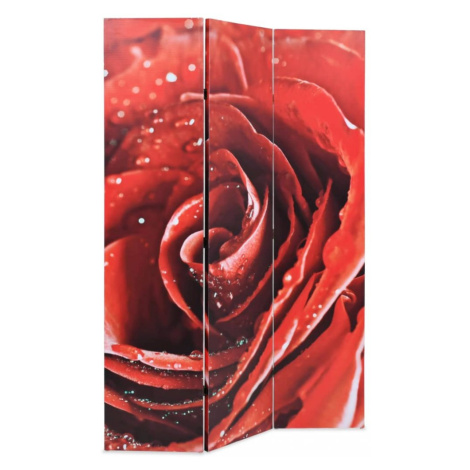 Paravan červená růže Dekorhome 228x170 cm (6-dílný)