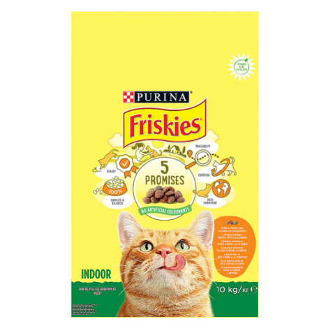 Friskies® Indoor pro kočky žijící v bytě s lahodnou kombinací kuřete a krůty a se zeleninou 10kg