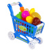 mamido  Dětská pokladna s modrým nákupním košíkem a potravinami