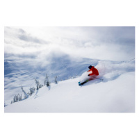 Fotografie Skiing fresh powder on a ski vacation, stockstudioX, (40 x 26.7 cm)