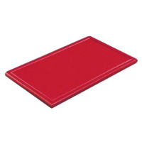 Gastro Prkénko krájecí plastové 60x40x3 cm, s drážkou, červené