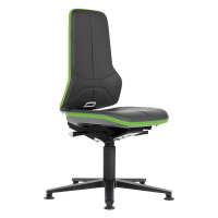 bimos Pracovní otočná židle NEON, patky, permanentní kontakt, koženka, zelený flexibilní pás