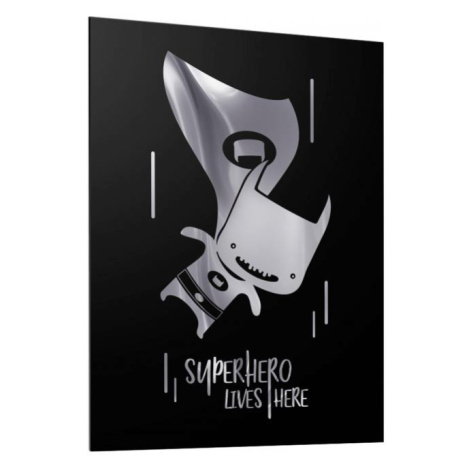 Dětský černý plakát se zrcadlovou grafikou stříbrného Batmana