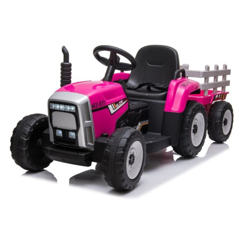 mamido  Elektrický traktor s vlečkou růžový