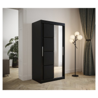 Šatní skříň Abi Tapi 2 Barva korpusu: Černá, Rozměry: 100 cm, Dveře: Černá koženka